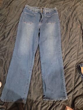 d. jeans Medium Blue Wide-Leg Jeans with Patch Pockets